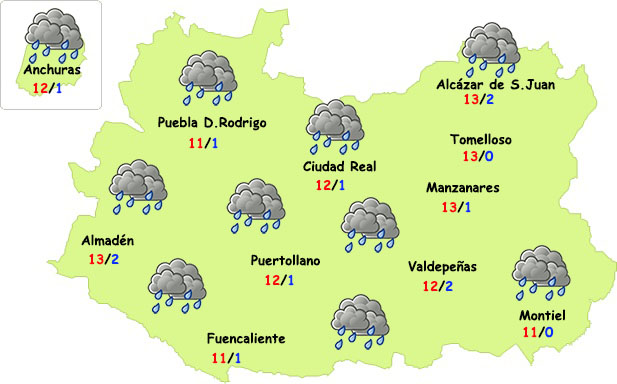 El tiempo en Ciudad Real: finde lluvioso