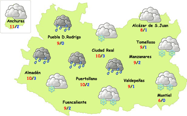 La semana comenzará con lluvia, más frío e incluso nieve en Ciudad Real