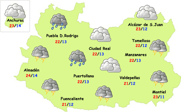 Chubascos y tormentas las próximas horas en la provincia de Ciudad Real