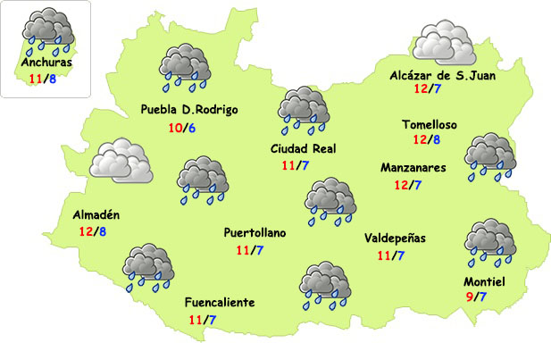 El tiempo en Ciudad Real: lluvia y frío