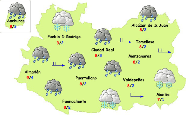 Una borrasca traerá lluvia y fuerte viento las próximas horas a Ciudad Real