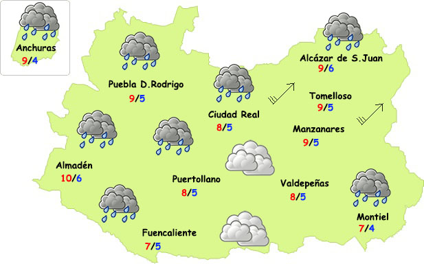 Sábado de lluvia y frío en la provincia de Ciudad Real