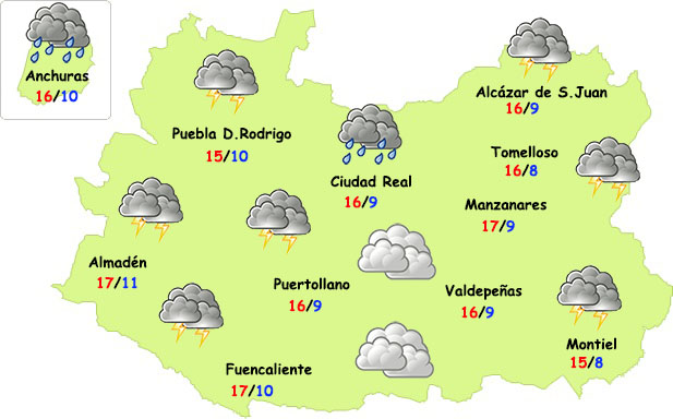 Miércoles de lluvias abundantes en la provincia de Ciudad Real