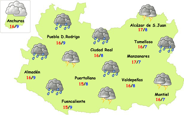 Lunes de nuevas lluvias en la provincia de Ciudad Real