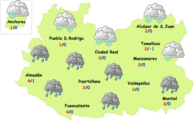 Este viernes la nieve dará paso a la lluvia en Ciudad Real