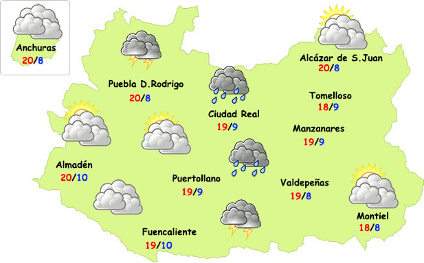 El tiempo en Ciudad Real: alguna lluvia el jueves