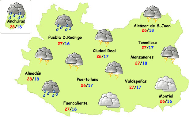 El tiempo en Ciudad Real: miércoles de lluvias, tormentas y bajada de temperaturas
