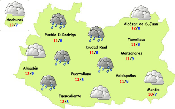 El tiempo en Ciudad Real: regresan las lluvias (débiles)