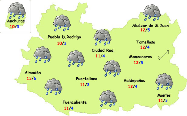 El tiempo en Ciudad Real: lunes con lluvia y bajada de temperaturas