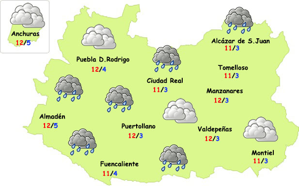El tiempo en Ciudad Real: más lluvias débiles y temperaturas frías