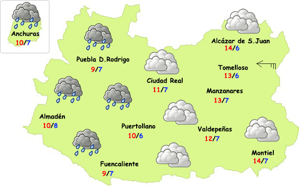 Nuevo pulso lluvioso en las próximas horas en (el oeste de) Ciudad Real