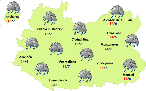 El tiempo en Ciudad Real: lluvias y temperaturas no muy frías