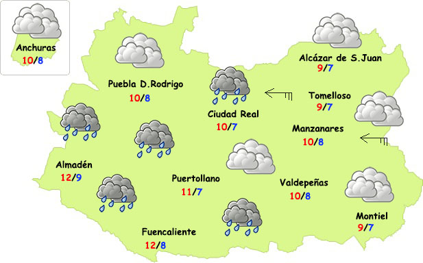 El tiempo en Ciudad Real: lluvias más débiles y subida de las máximas el jueves