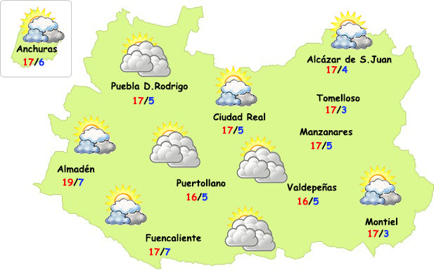 El tiempo en Ciudad Real: Viernes de Dolores con más nubes y temperaturas suaves