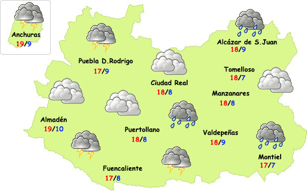 El tiempo en Ciudad Real: lunes y martes de (escasas) tormentas