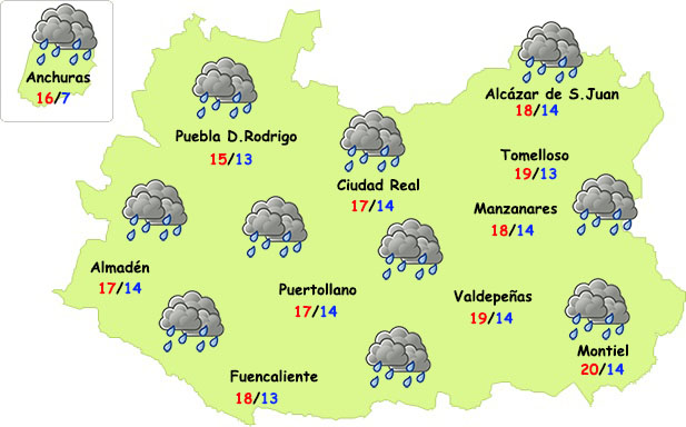 El tiempo en Ciudad Real: viernes de lluvias más generalizadas y bajada de temperaturas
