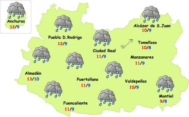 El tiempo en Ciudad Real: final de semana con lluvias y sin mucho frío