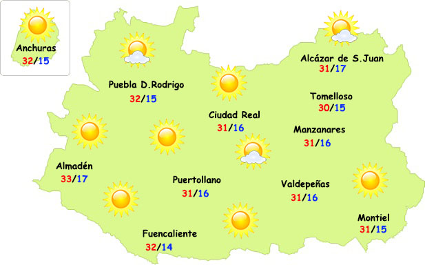 El tiempo en Ciudad Real: lunes y martes de calor y sol
