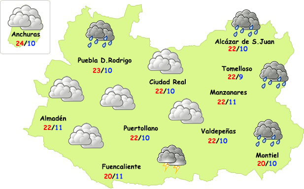 El tiempo en Ciudad Real: lunes y martes con lluvias más generalizadas