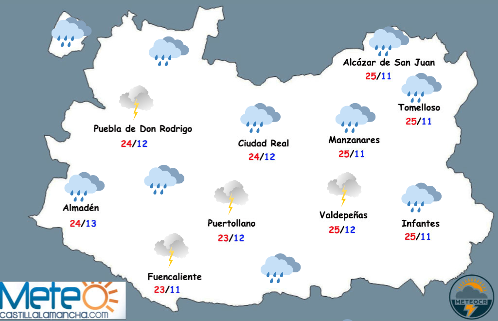 El tiempo en Ciudad Real: lunes tranquilo y martes de chubascos y tormentas