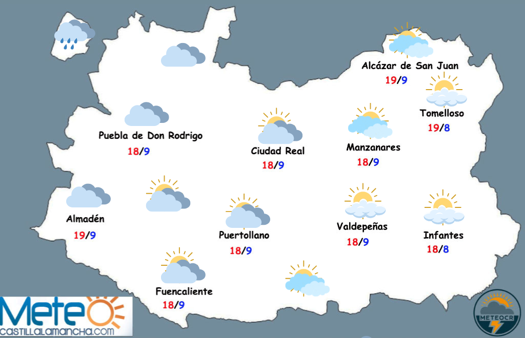El tiempo en Ciudad Real: tregua (al menos, el lunes) en inestabilidad con temperaturas frescas